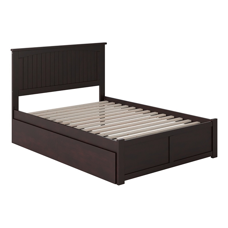 Leo & Lacey Farmhouse Solid Wood Full Storage Platform Bed in Espresso