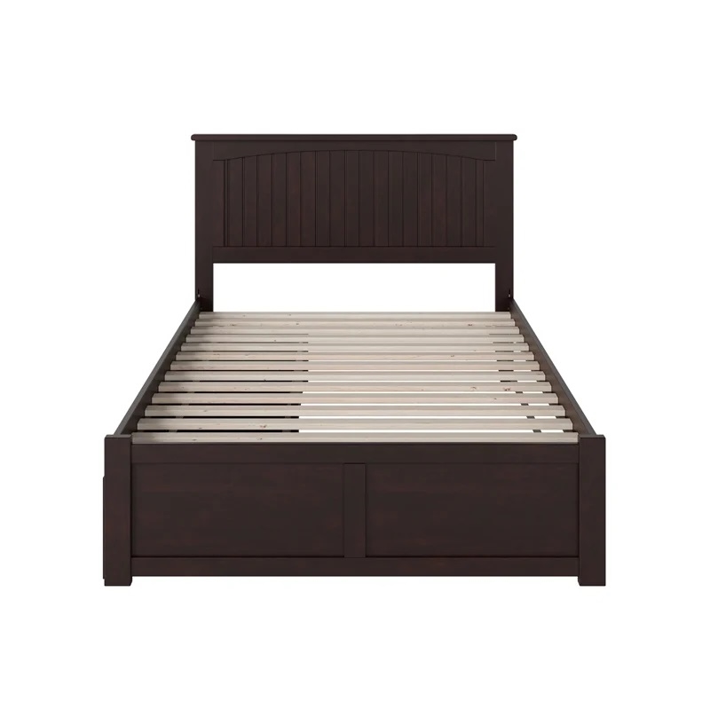 Leo & Lacey Farmhouse Solid Wood Full Storage Platform Bed in Espresso