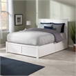 Leo & Lacey Full Wood Platform Bed w/Footboard & Storage Drawers in White