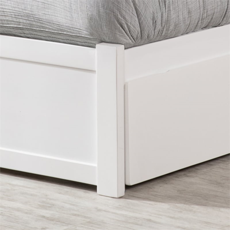 Leo & Lacey Full Wood Platform Bed w/Footboard & Storage Drawers in White