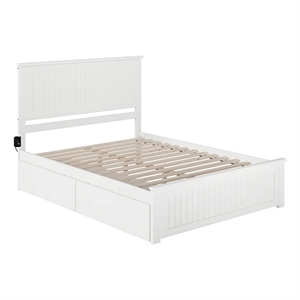 Leo & Lacey Farmhouse Solid Wood Urban Queen Storage Platform Bed in White