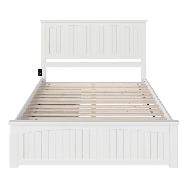 Leo & Lacey Farmhouse Solid Wood Urban Queen Storage Platform Bed in White