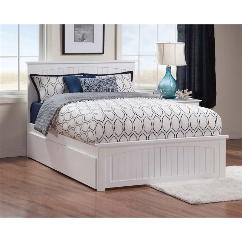 Leo & Lacey Farmhouse Solid Wood Urban Queen Storage Platform Bed in White