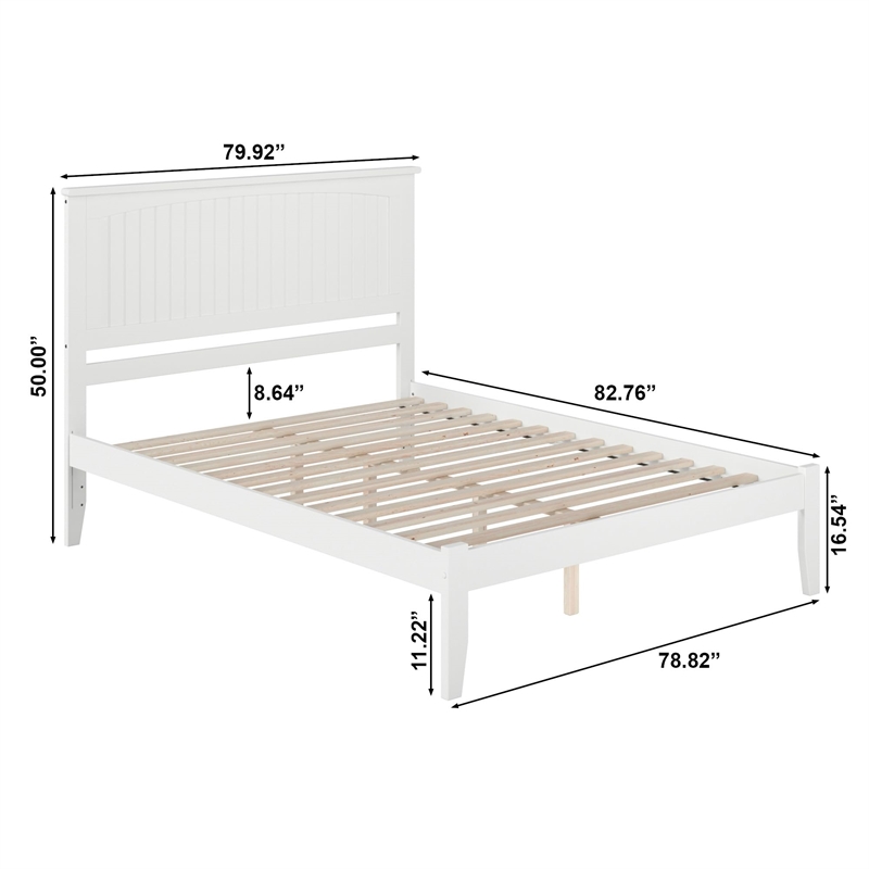Leo & Lacey Farmhouse Solid Wood King Platform Bed with Attachable USB in White