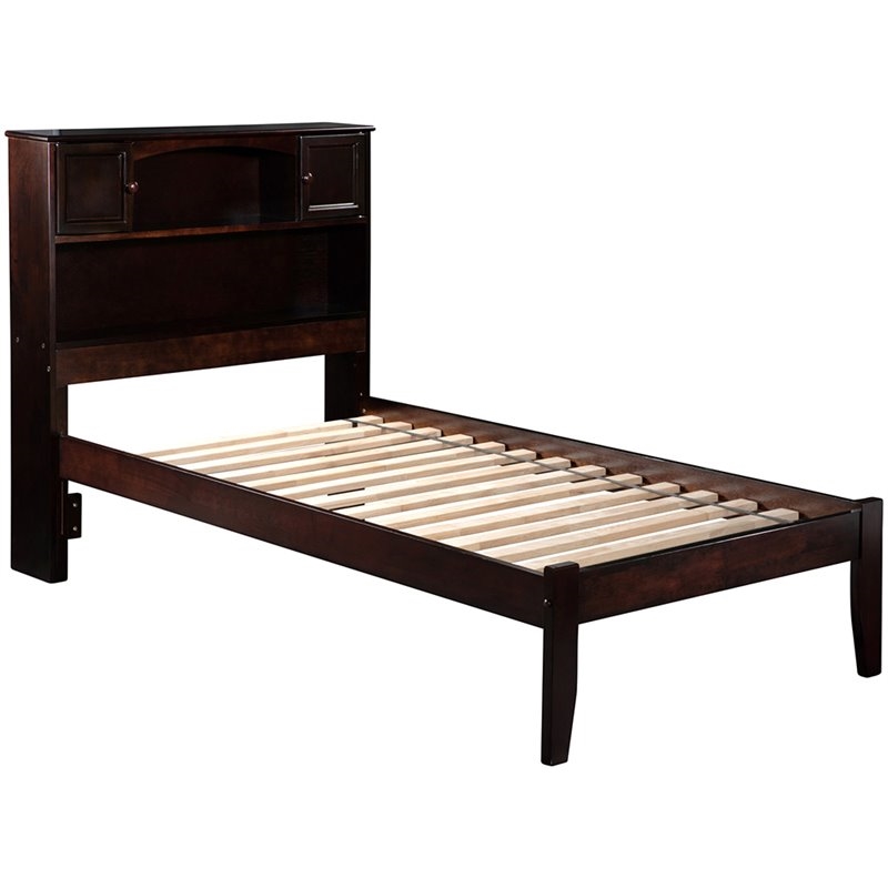 Leo & Lacey Solid Wood Twin XL Platform Bed with USB Charger in Espresso