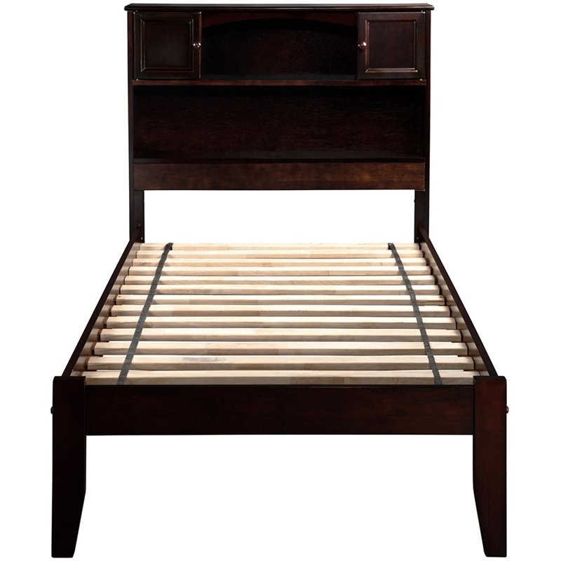 Leo & Lacey Solid Wood Twin XL Platform Bed with USB Charger in Espresso