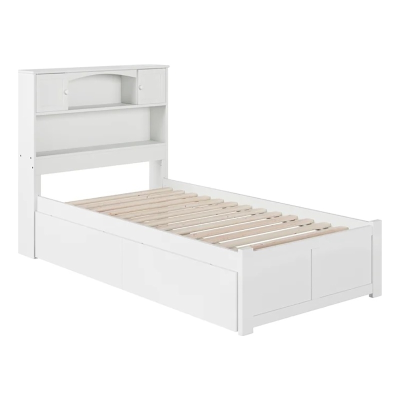 Leo & Lacey Transitional Solid Wood Urban Twin XL Storage Platform Bed in White