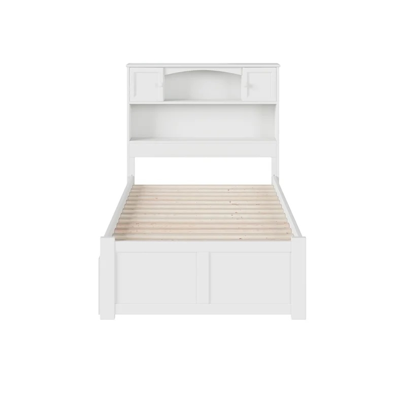 Leo & Lacey Transitional Solid Wood Urban Twin XL Storage Platform Bed in White