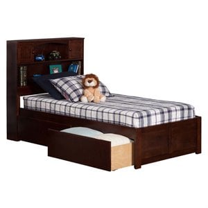 Leo & Transitional Solid Wood Brown Lacey Twin XL Storage Platform Bed