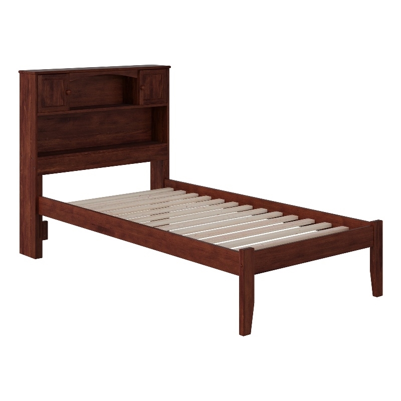 Leo & Lacey Solid Wood Twin Platform with USB Charging Station in Walnut
