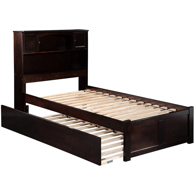 Leo & Lacey Transitional Solid Wood Twin Trundle Platform Bed in Espresso