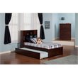 Leo & Lacey Transitional Solid Wood Twin Trundle Platform Bed in Walnut