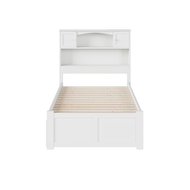 Leo & Lacey Transitional Solid Wood Twin Storage Platform Bed in White