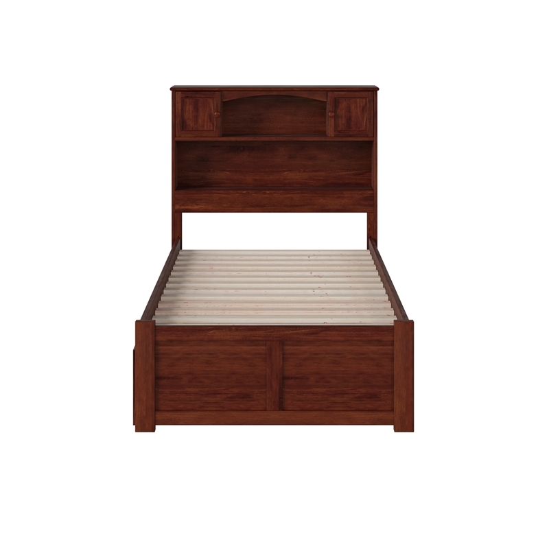 Leo & Lacey Transitional Solid Wood Twin Storage Platform Bed in Walnut