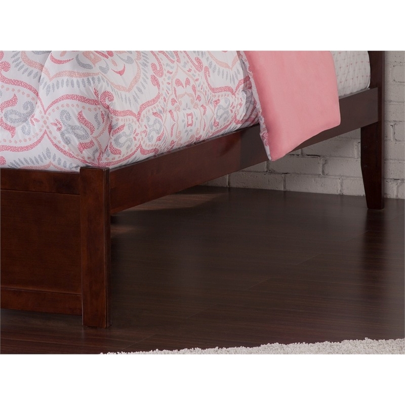 Leo & Lacey Transitional Solid Wood Twin Storage Platform Bed in Walnut