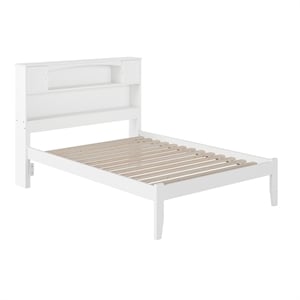 Leo & Lacey Solid Wood Full Platform Bed with USB Charging Station in White