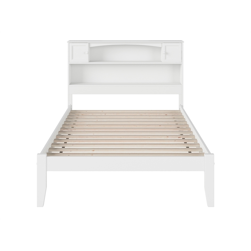 Leo & Lacey Solid Wood Full Platform Bed with USB Charging Station in White