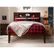 Leo & Lacey Solid Wood Full Platform Bed w/ USB Charging Station in Walnut