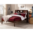 Leo & Lacey Solid Wood Full Platform Bed w/ USB Charging Station in Walnut