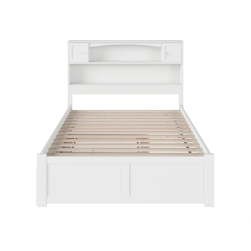 Leo & Lacey Transitional Solid Wood Full Bed with Twin Trundle in White