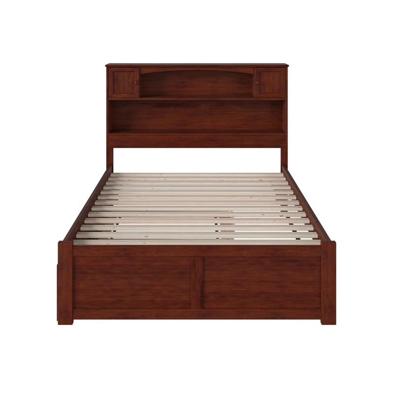 Leo & Lacey Transitional Solid Wood Full Trundle Platform Bed in Walnut