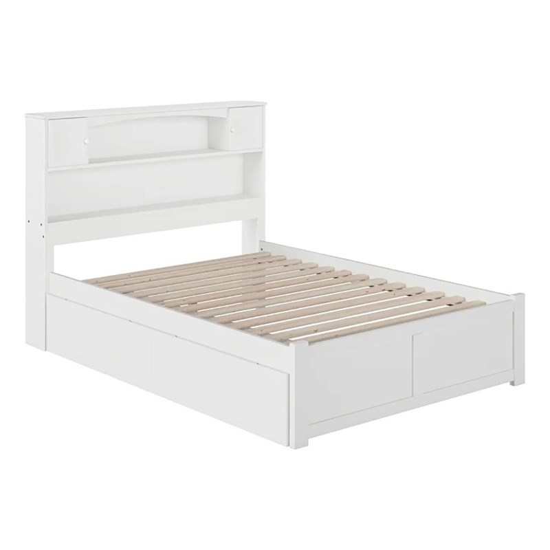 Leo & Lacey Transitional Solid Wood Urban Full Storage Platform Bed in White