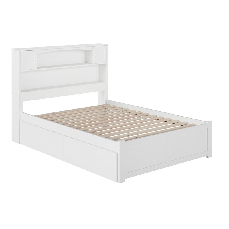 Leo & Lacey Transitional Solid Wood Urban Full Storage Platform Bed in White