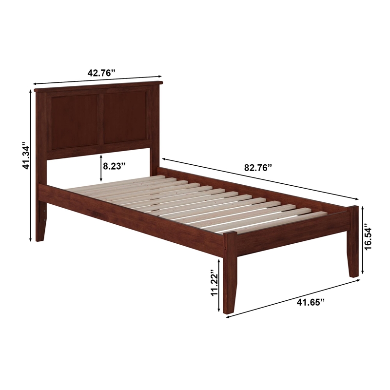 Leo & Lacey Madison Twin XL Solid Wood Platform Bed in Walnut