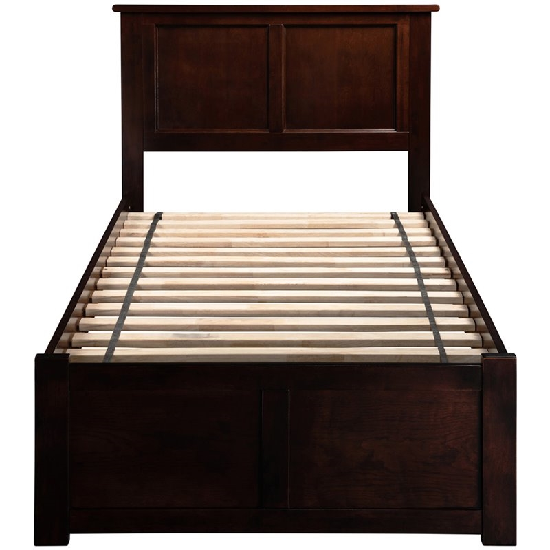 Leo & Lacey Madison Twin XL Wood Platform Bed and Storage Drawers in Espresso