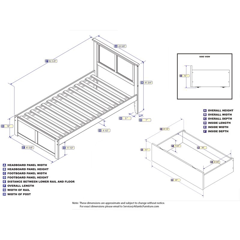 Leo & Lacey Madison Twin XL Wood Platform Bed and Storage Drawers in Espresso