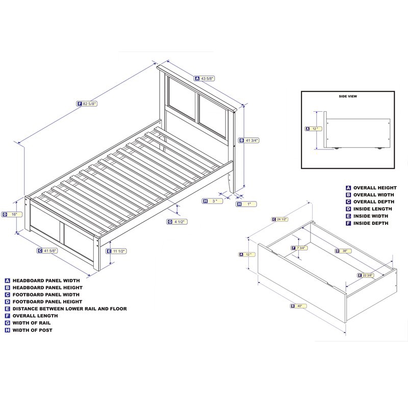 Leo & Lacey Madison Twin XL Wood Platform Bed and Storage Drawers in White