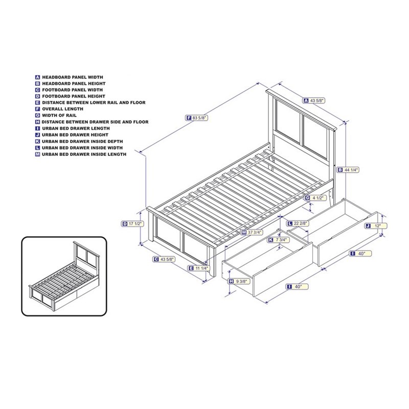 Leo & Lacey Madison Twin XL Platform Bed  & Storage Drawers in White