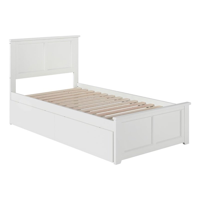 Leo & Lacey Madison Twin XL Platform Bed  & Storage Drawers in White