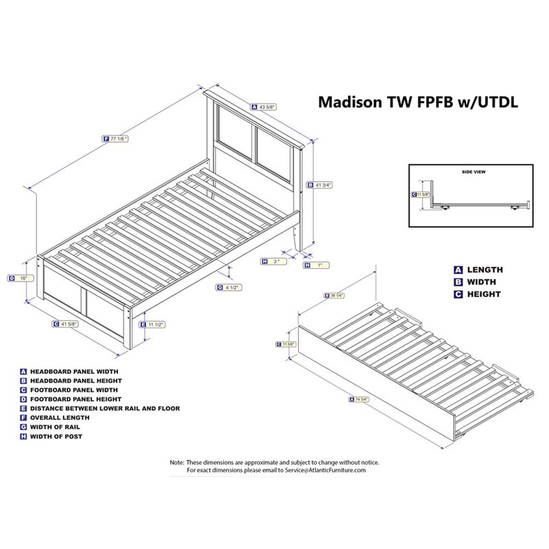 Leo & Lacey Madison Twin Wood Platform Bed and Twin Trundle in Espresso