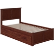 Leo & Lacey Madison Twin Wood Platform Bed and Twin Trundle in Walnut