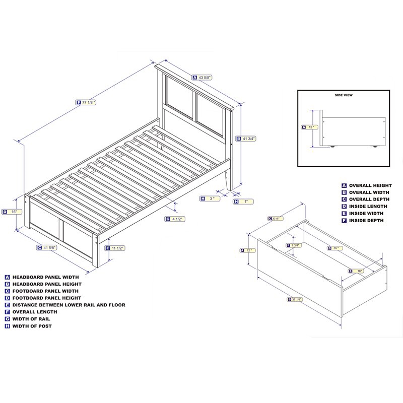 Leo & Lacey Madison Twin Wood Platform Bed & Storage Drawers in White
