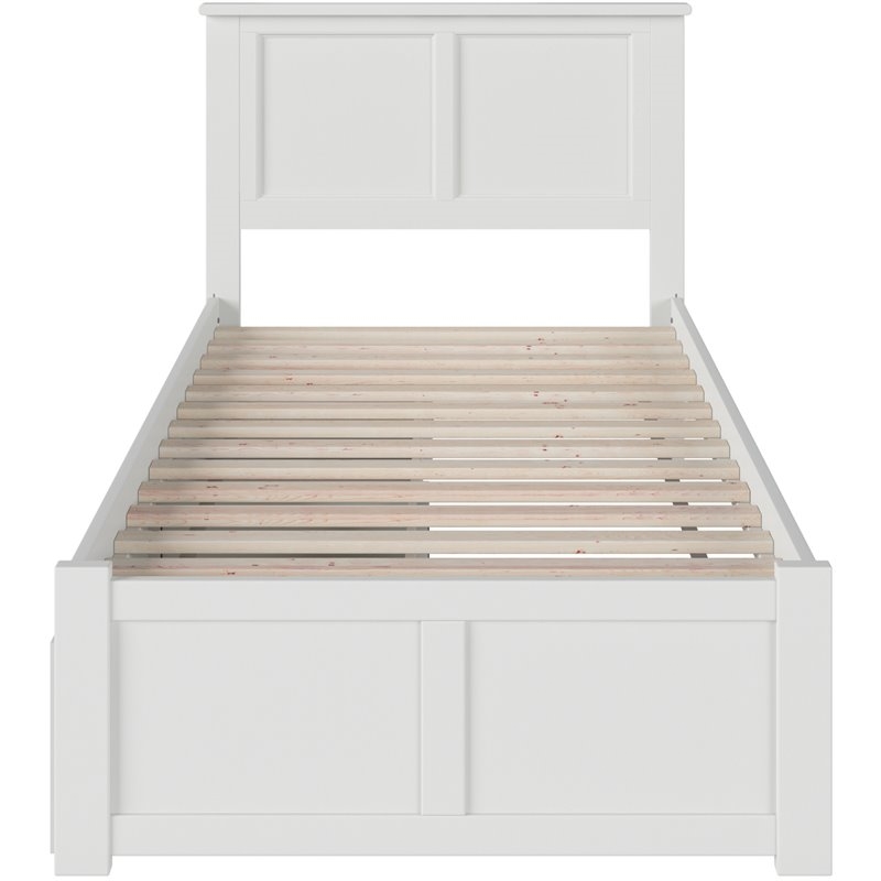 Leo & Lacey Madison Twin Wood Platform Bed & Storage Drawers in White