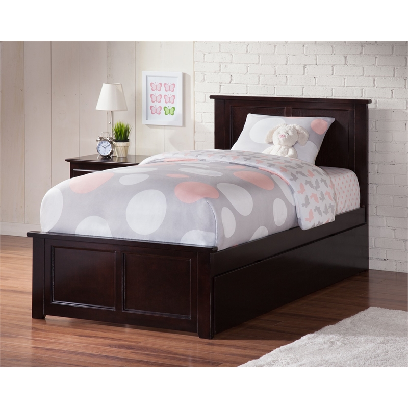Leo & Lacey Madison Twin Platform Bed  & Twin Trundle in Espresso