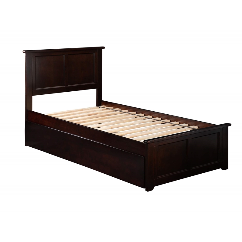 Leo & Lacey Madison Twin Platform Bed  & Twin Trundle in Espresso
