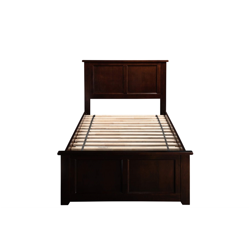 Leo & Lacey Madison Twin Platform Bed  & Twin Trundle in Espresso