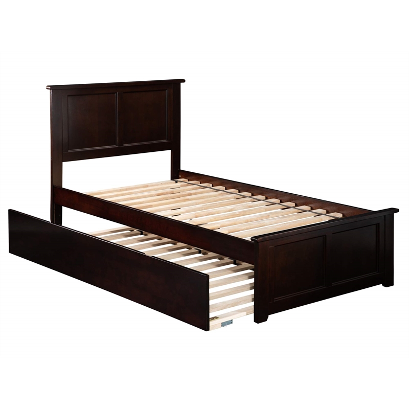 Leo & Lacey Madison Twin Platform Bed  & Twin Trundle in Espresso