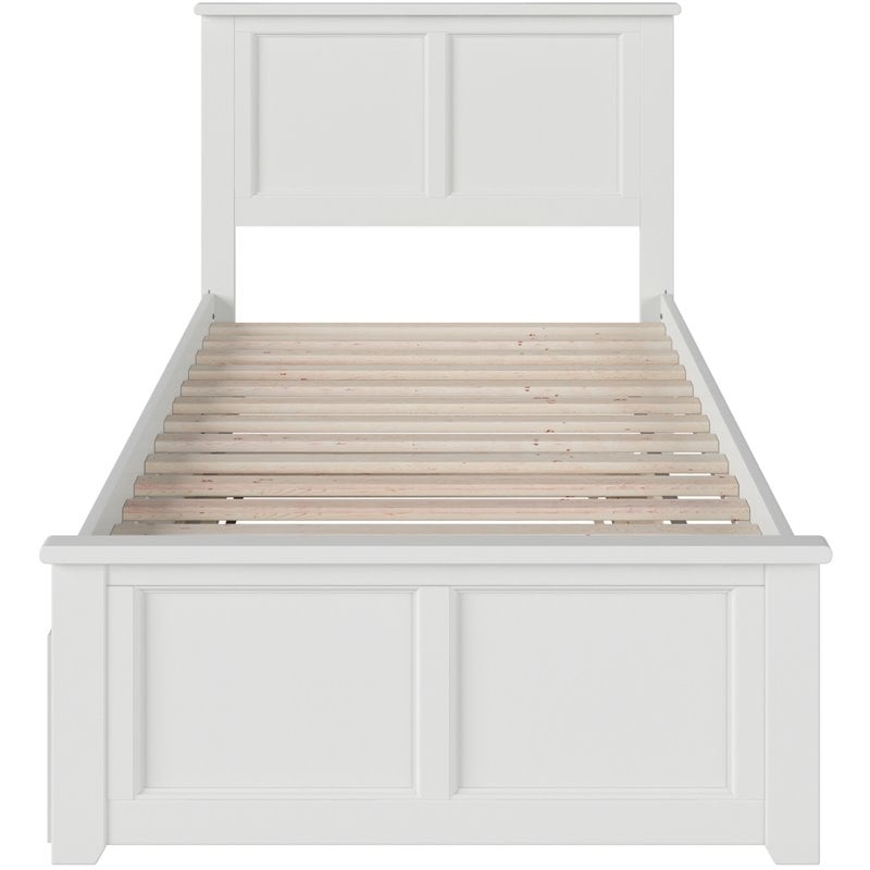 Leo & Lacey Madison Twin Platform Bed  & Twin Trundle in White
