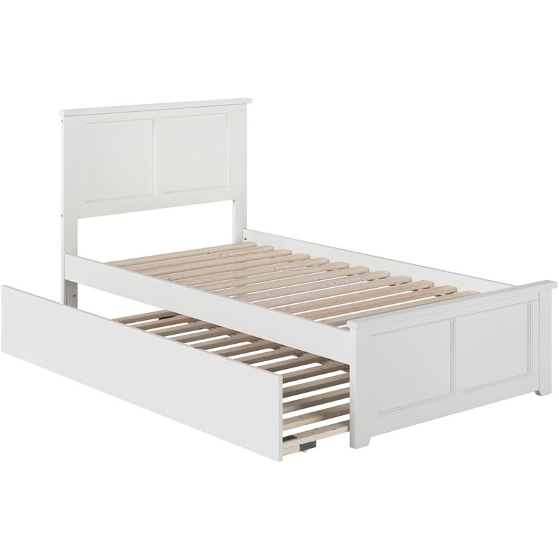 Leo & Lacey Madison Twin Platform Bed  & Twin Trundle in White