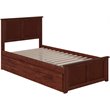 Leo & Lacey Madison Twin Platform Bed  & Twin Trundle in Walnut