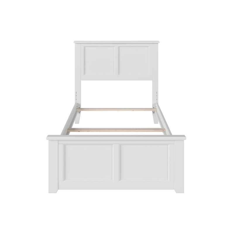 Leo & Lacey Madison Twin Wood Foundation Bed with Matching Footboard in White