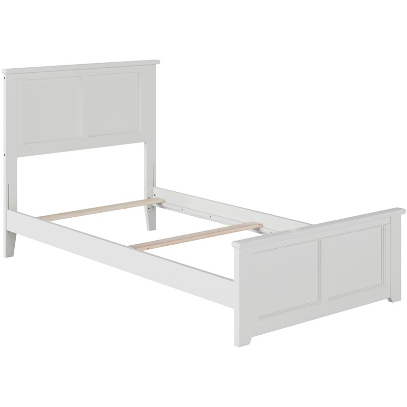 Leo & Lacey Madison Twin Wood Foundation Bed with Matching Footboard in White