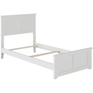 Leo & Lacey Madison Twin Wood Foundation Bed with Matching Footboard in White