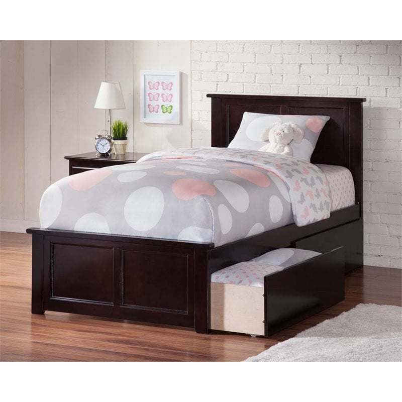 Leo & Lacey Madison Twin Platform Bed  and Drawers in Espresso