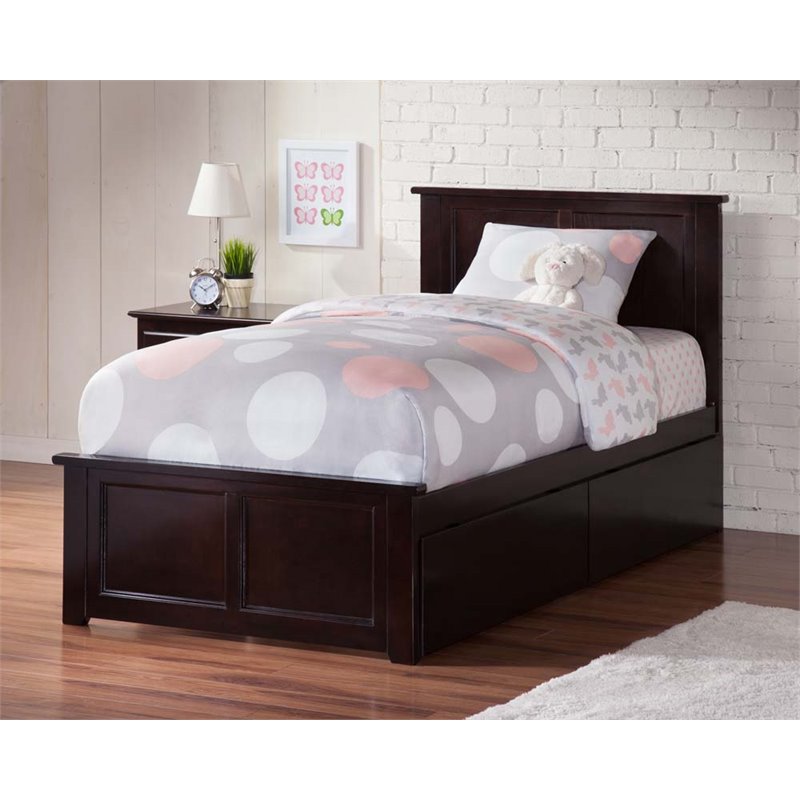 Leo & Lacey Madison Twin Platform Bed  and Drawers in Espresso