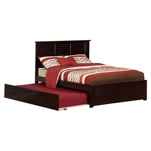 Leo & Lacey Madison Full Wood Platform Bed and Twin Trundle in Espresso